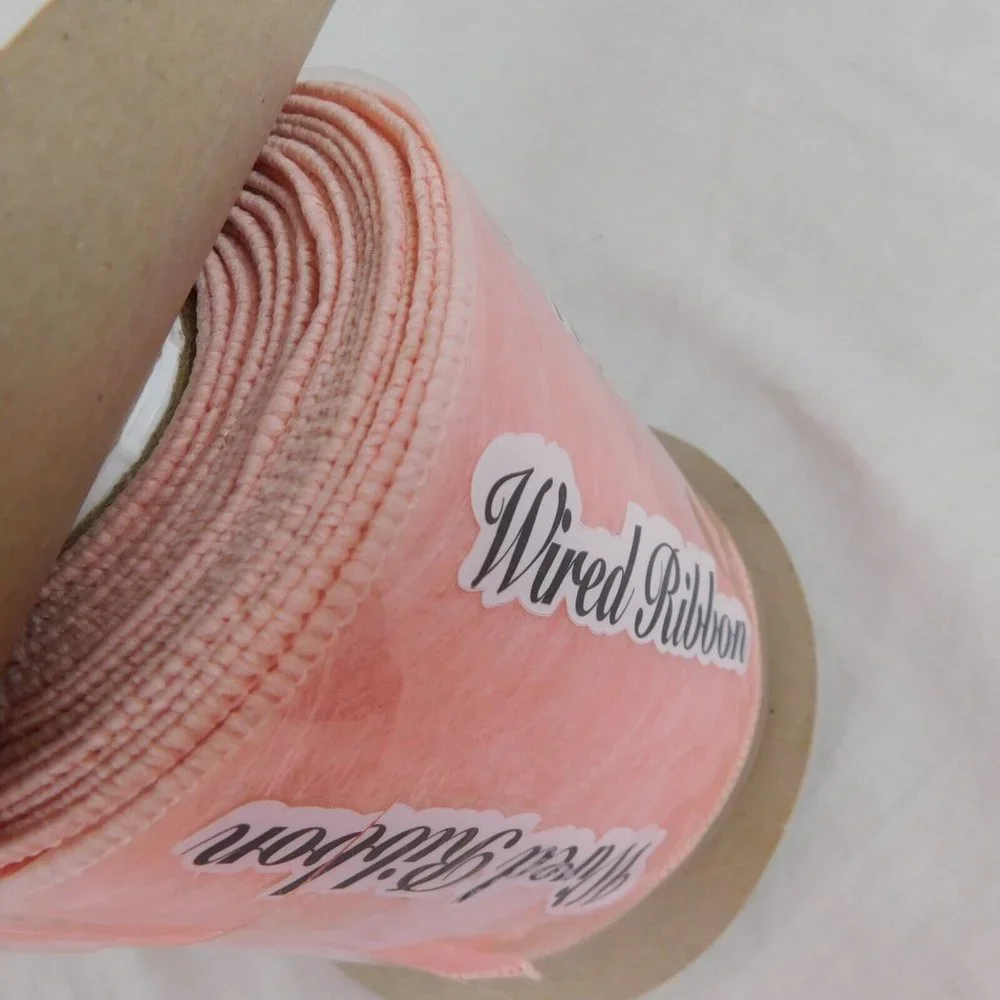 Peach MW Vista Lion Ribbon Sheer Wired 3-15/16